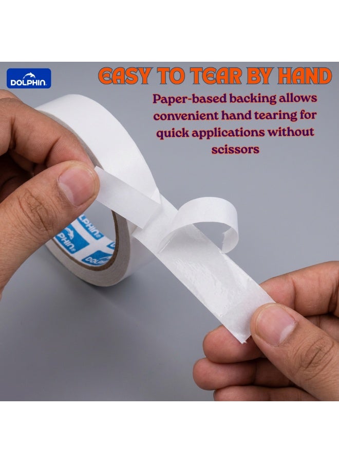 دولفين شريط لاصق مزدوج الوجه متعدد الاستخدامات من دولفين ½ بوصة × 15 ياردة – عبوة قطعتين، لاصق قوي قائم على المذيب وسهل القطع - Image 4